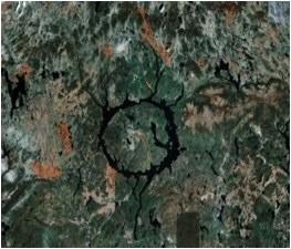 Manicouagan impact structure Google Earth satellite imagery